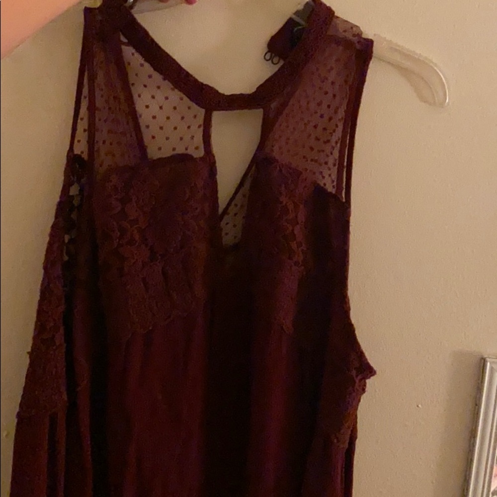 Red lace tank top